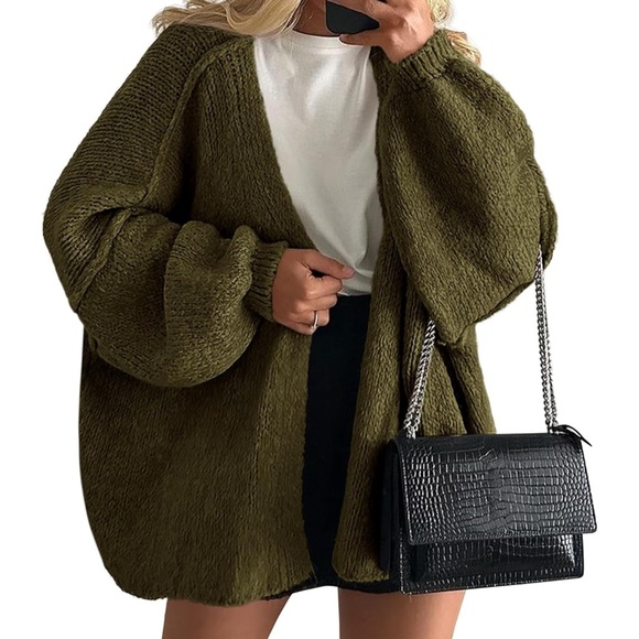 Womens Oversized Cardigan Knit Open Front Lightweight Sweater - Picture 4 of 7